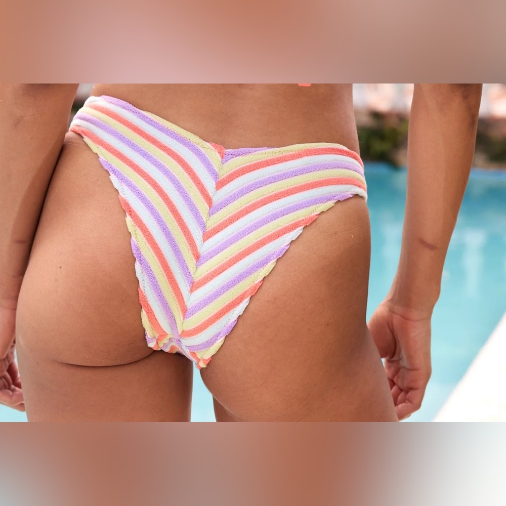 NWT Aerie Terry Low Rise Cheeky Bikini Bottom in Saturn Peach